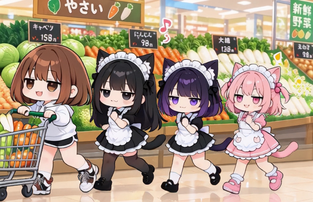 スーパーちちぷいで買い物へ【パラパライラスト４０】