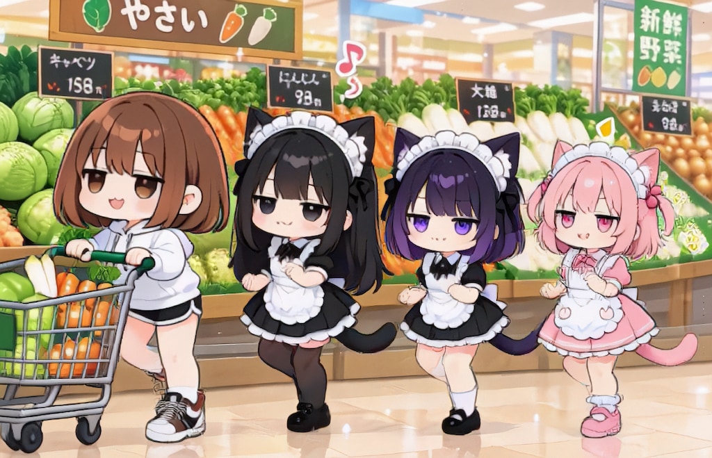 スーパーちちぷいで買い物へ【パラパライラスト４０】