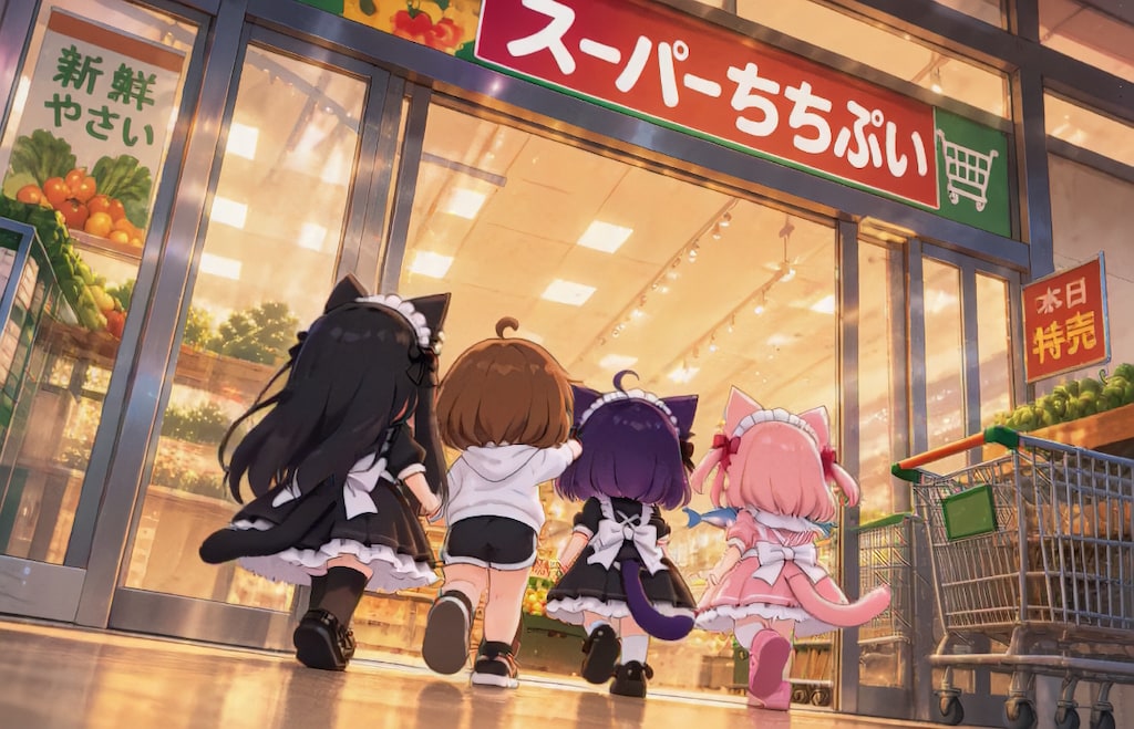 スーパーちちぷいで買い物へ【パラパライラスト４０】