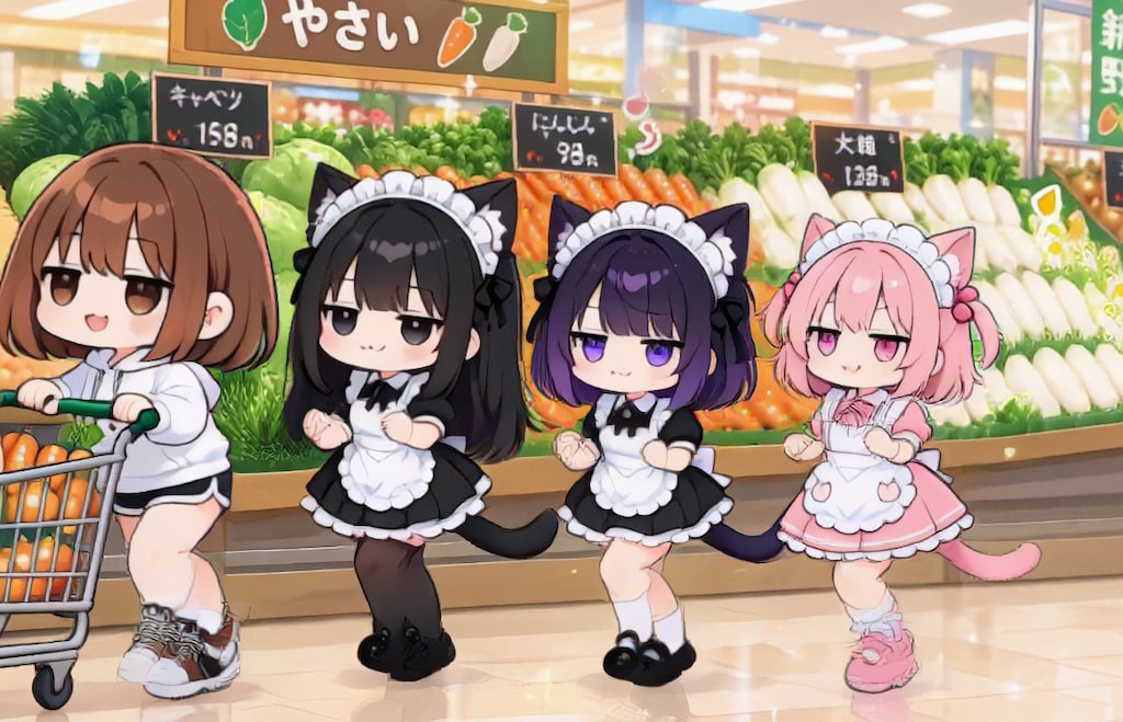 スーパーちちぷいで買い物へ【パラパライラスト４０】