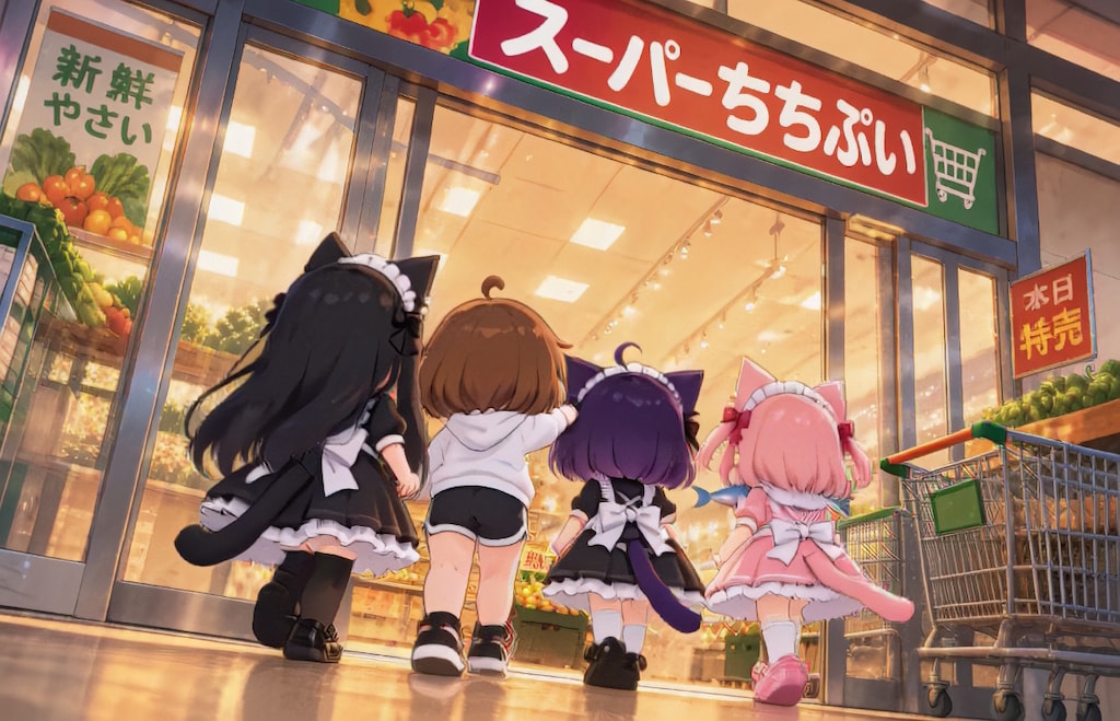 スーパーちちぷいで買い物へ【パラパライラスト４０】