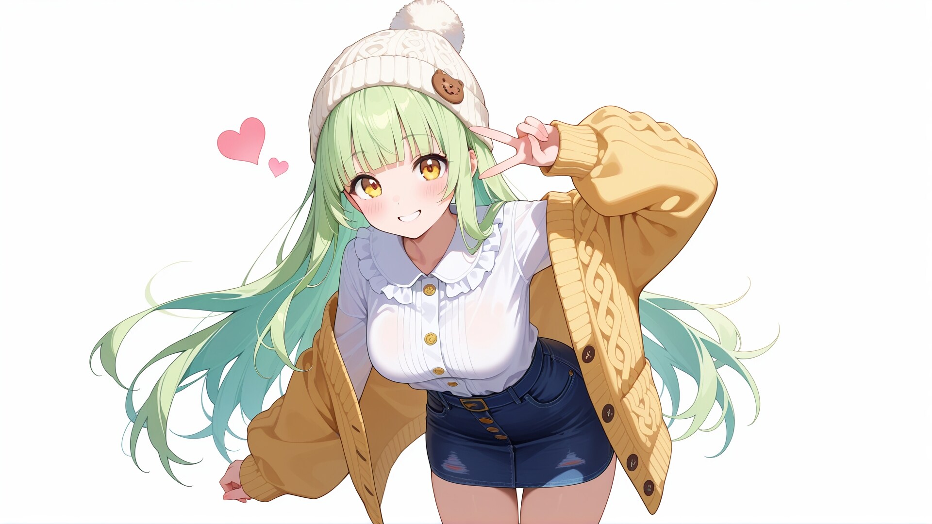 デニム＆カーディガンコーデ