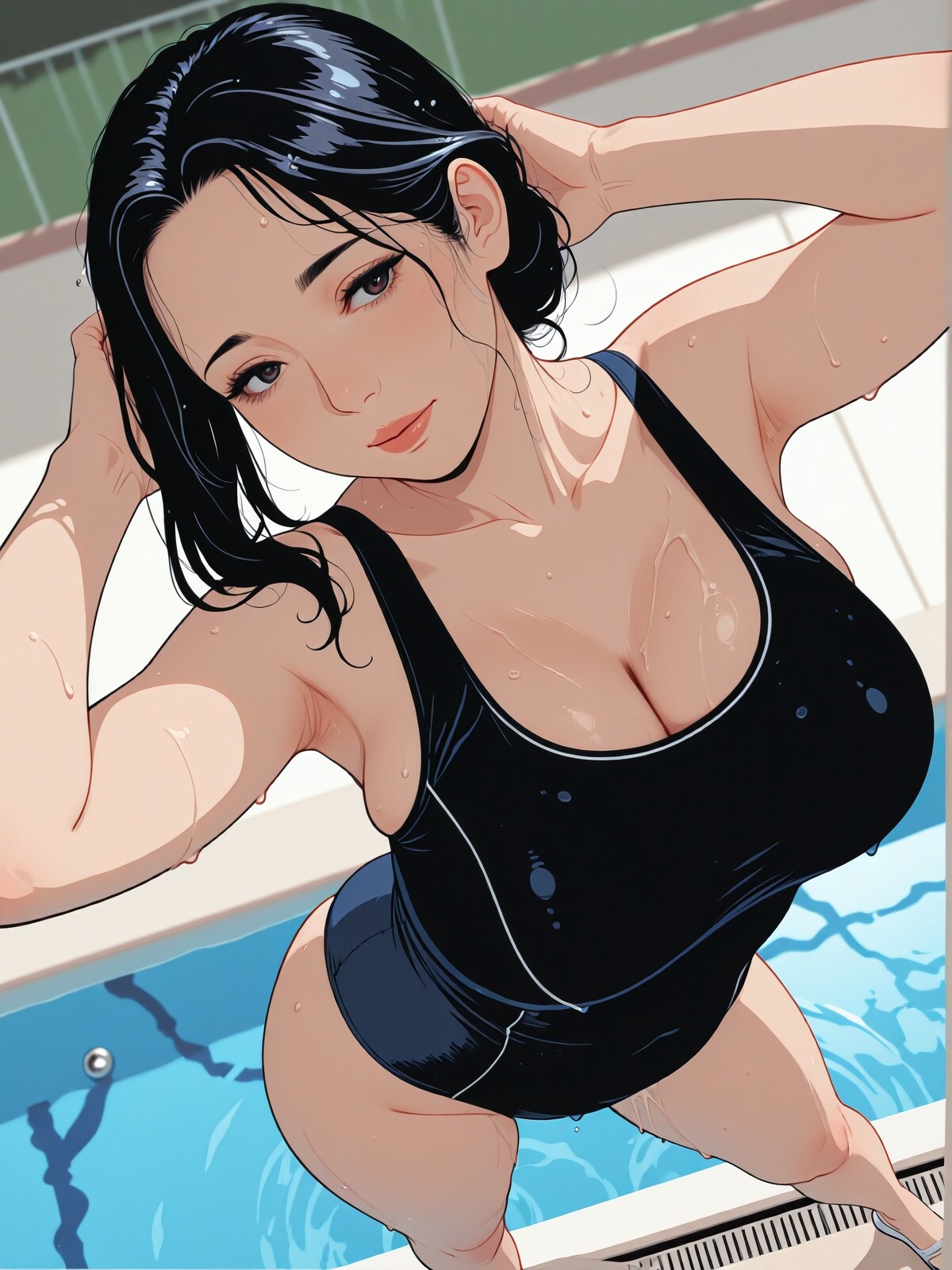 水が滴るスク水熟女