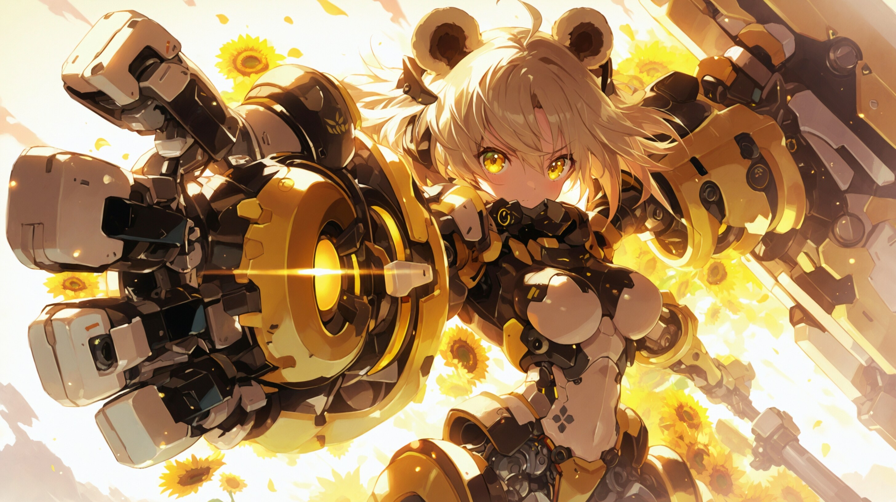 向日葵とメカクマ娘