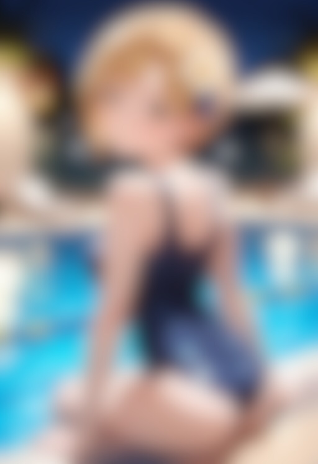 ナイトプールでスク水の相葉夕美