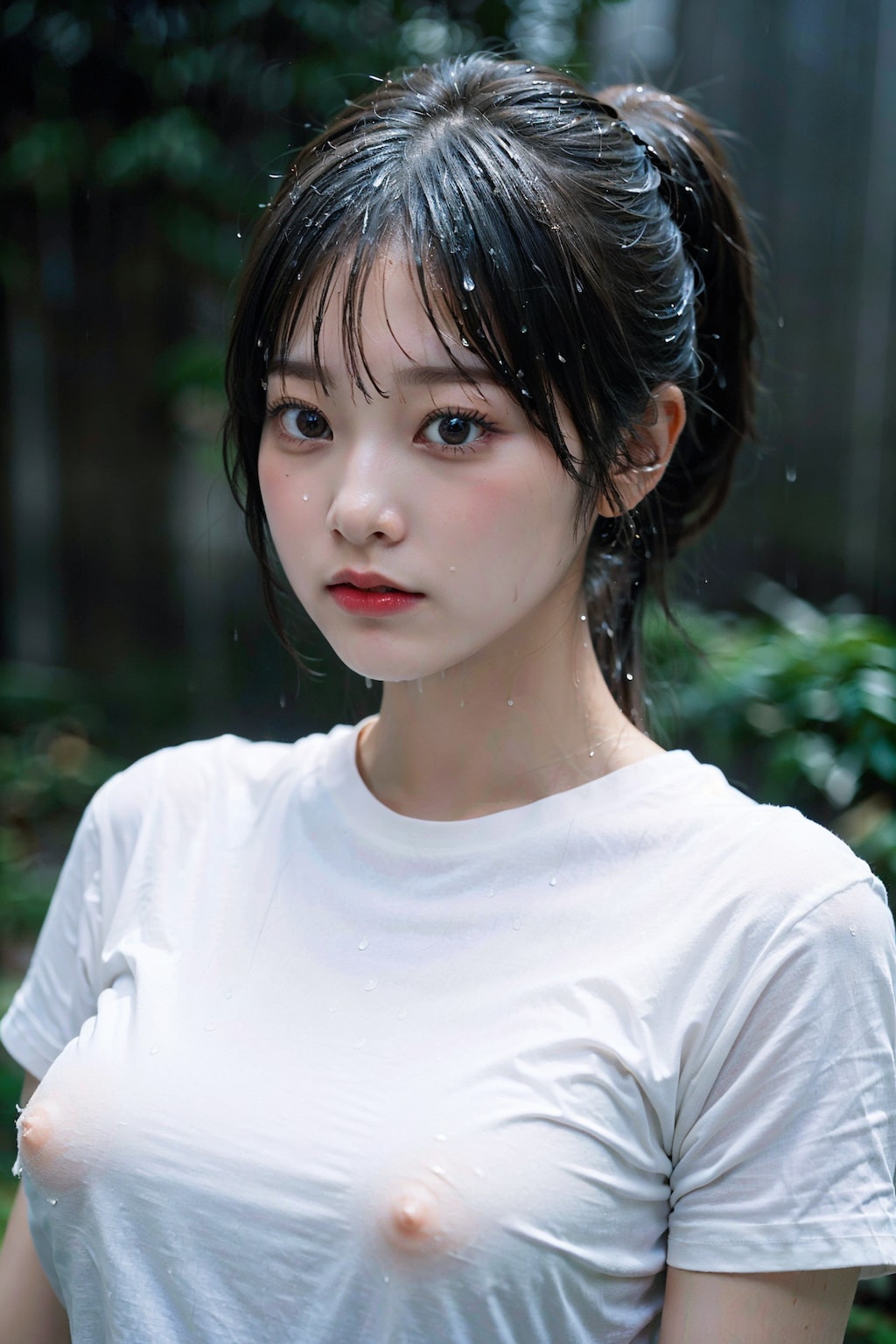 濡れ白Tで透けすぎ&ポロリ　拡大版