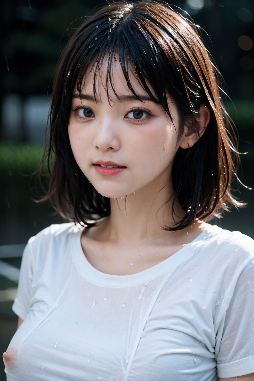 濡れ白Tで透けすぎ&ポロリ　拡大版