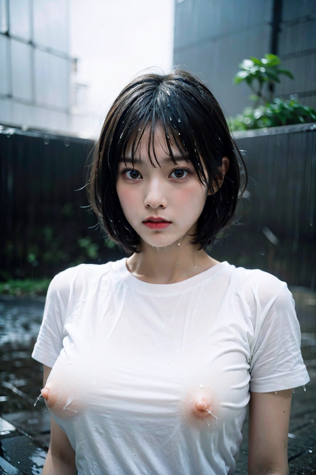 濡れ白Tで透けすぎ&ポロリ　拡大版