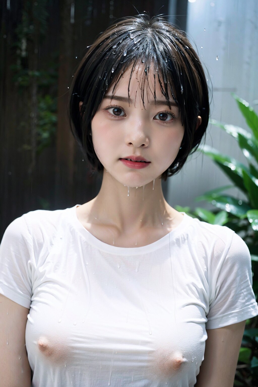 濡れ白Tで透けすぎ&ポロリ　拡大版