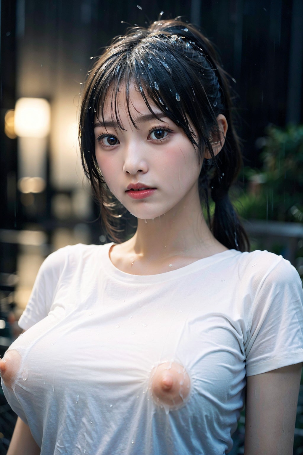 濡れ白Tで透けすぎ&ポロリ　拡大版