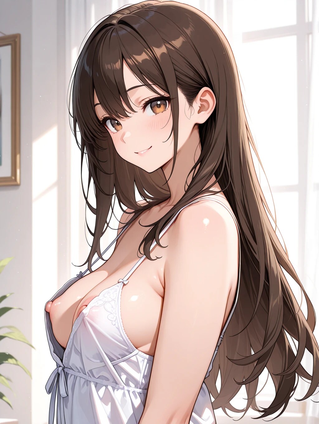 16枚:横から見える胸チラ