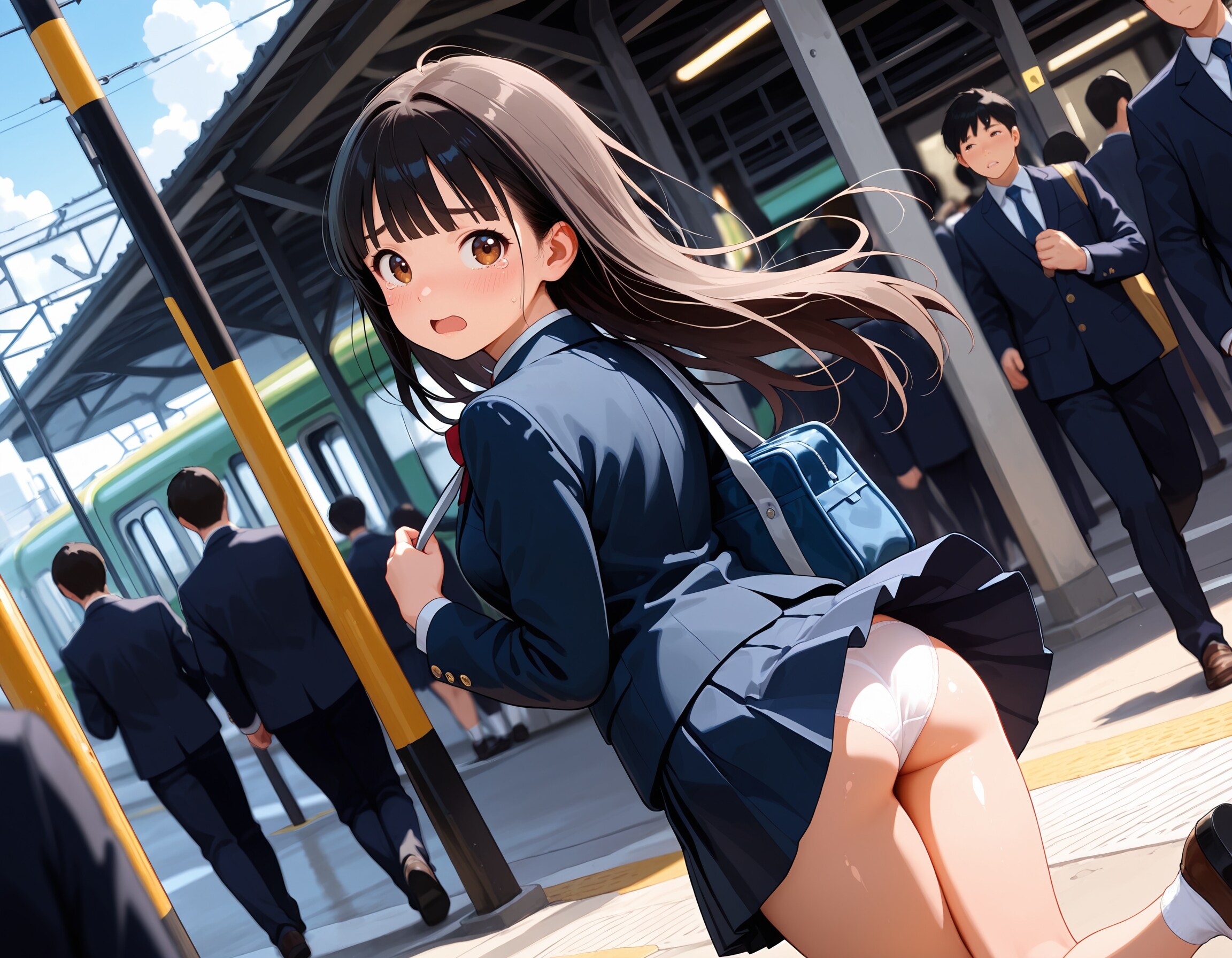 【電車で出会ったJKを…】つい逃げ出してしまうJK【パンチラ】