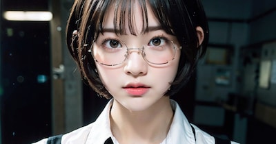 眼鏡女子校生がゴリゴリボンテージでポロリ 拡大版