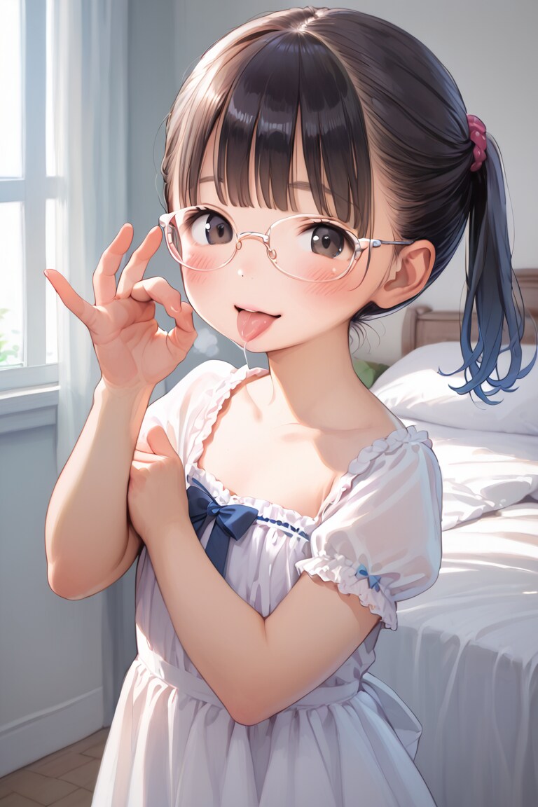 ぺったんこ〇リ〇リ眼鏡J〇ちゃんが「フェラしてあげよっか💕」（6枚）