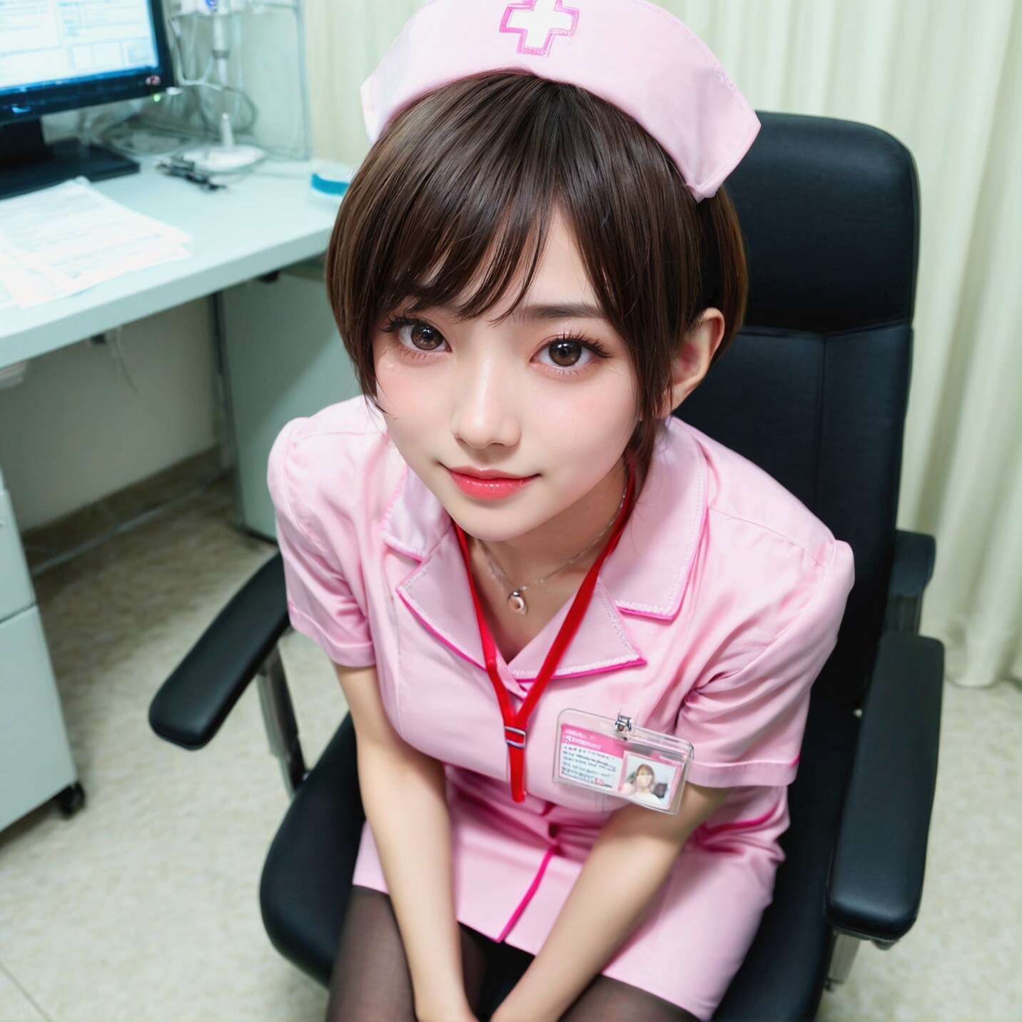 260110P【11枚】ピンクナース×黒パンストの瞳ママ