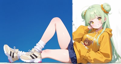 クマさん印のオーバーサイズパーカーコーデ