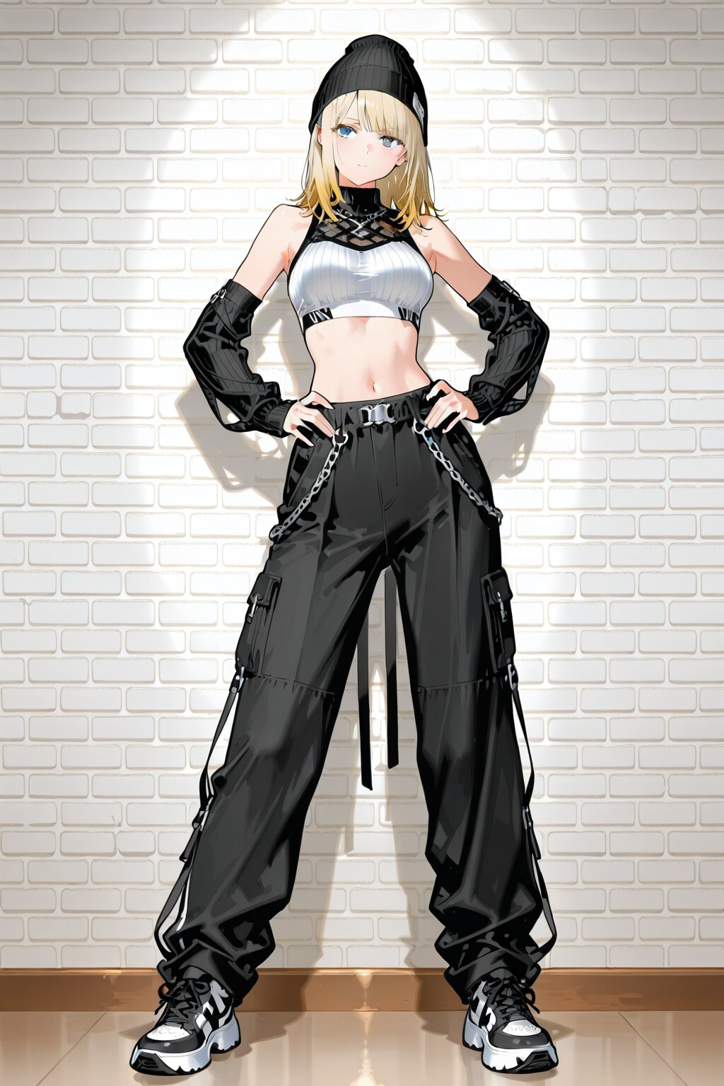 20260111【5枚】スポーツブラとニットアームカバー姿の女性