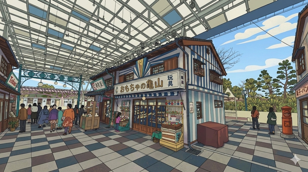 朝風商店街とローズパーク