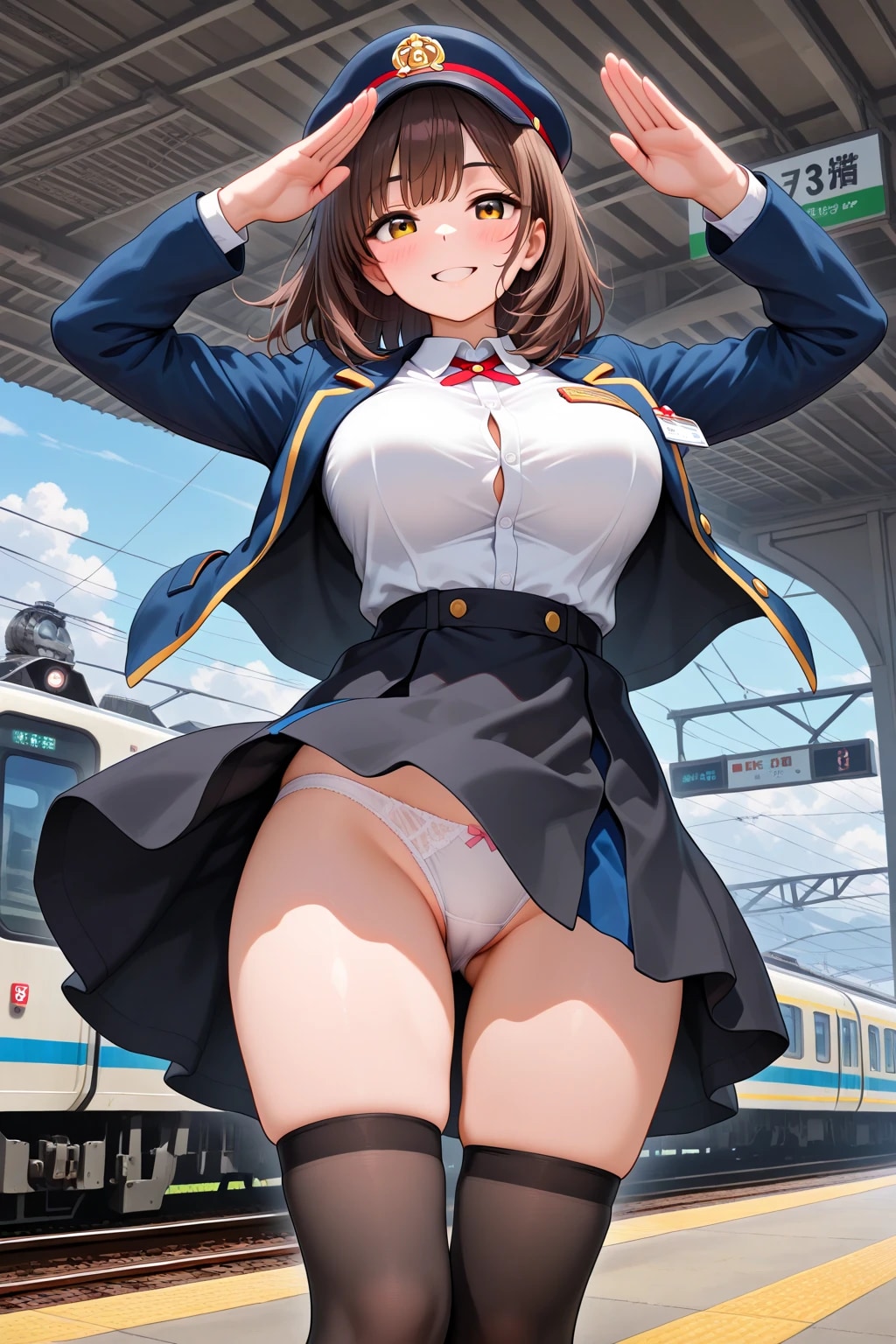 40枚:駅員さんの風チラ