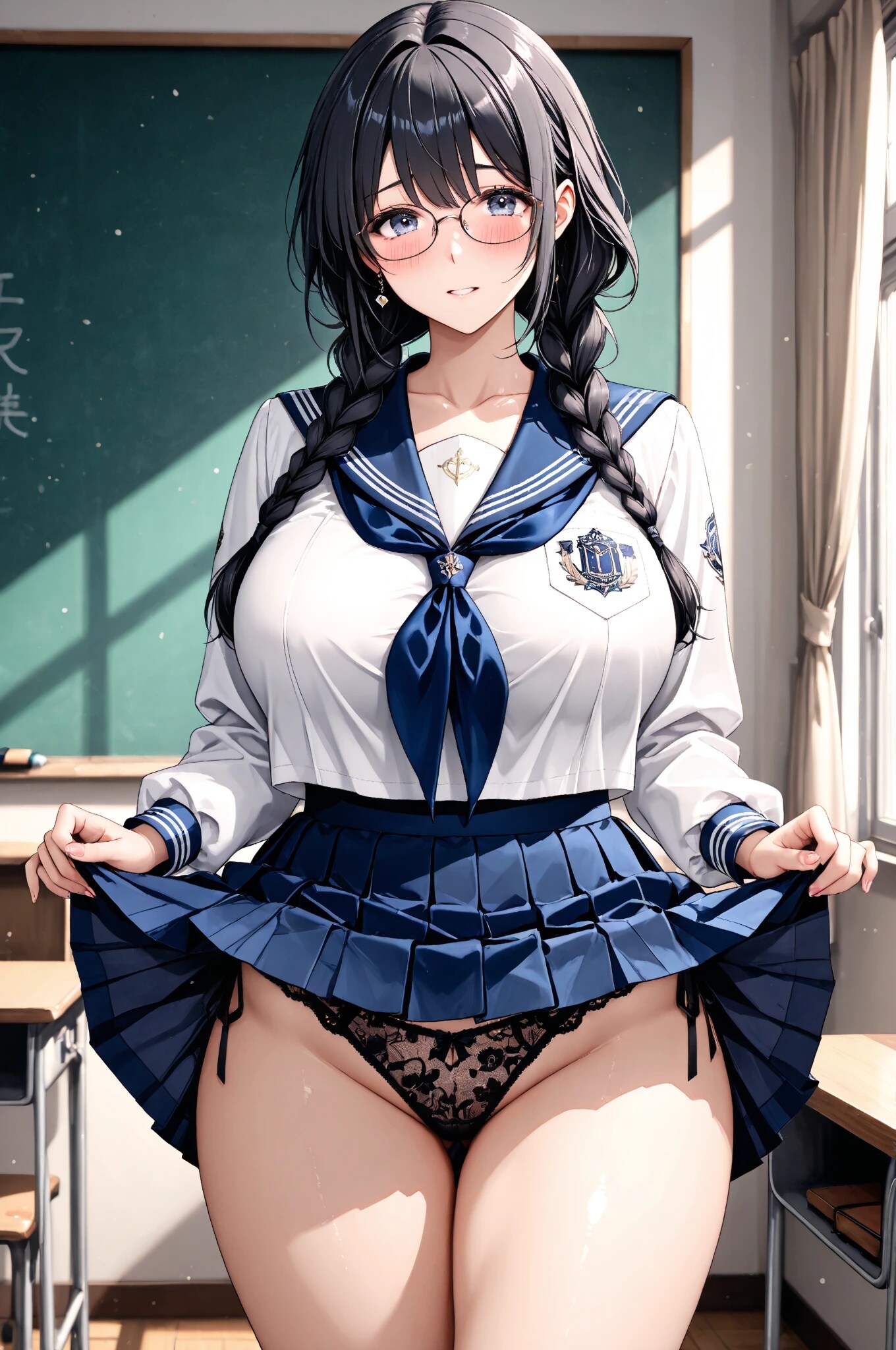 おさげちゃんの教室オナニー