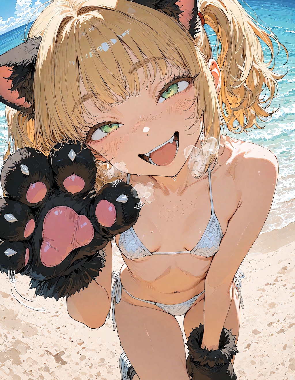 肉球手袋と網水着