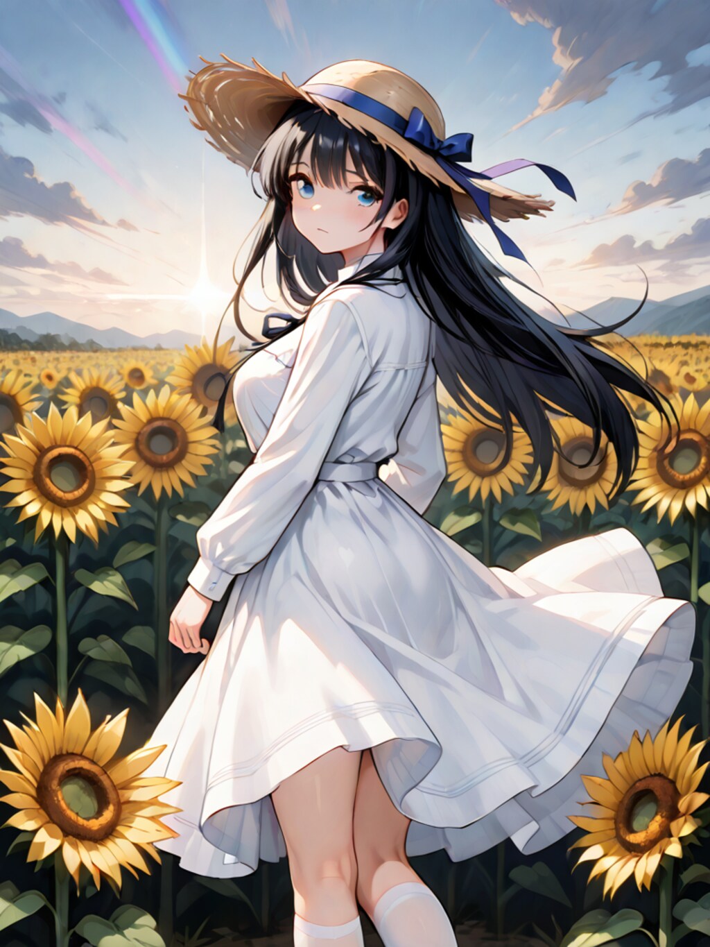 夜のお散歩@ひまわり畑