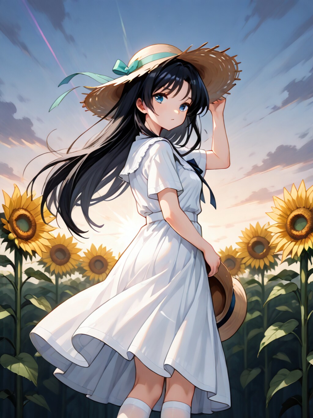 夜のお散歩@ひまわり畑