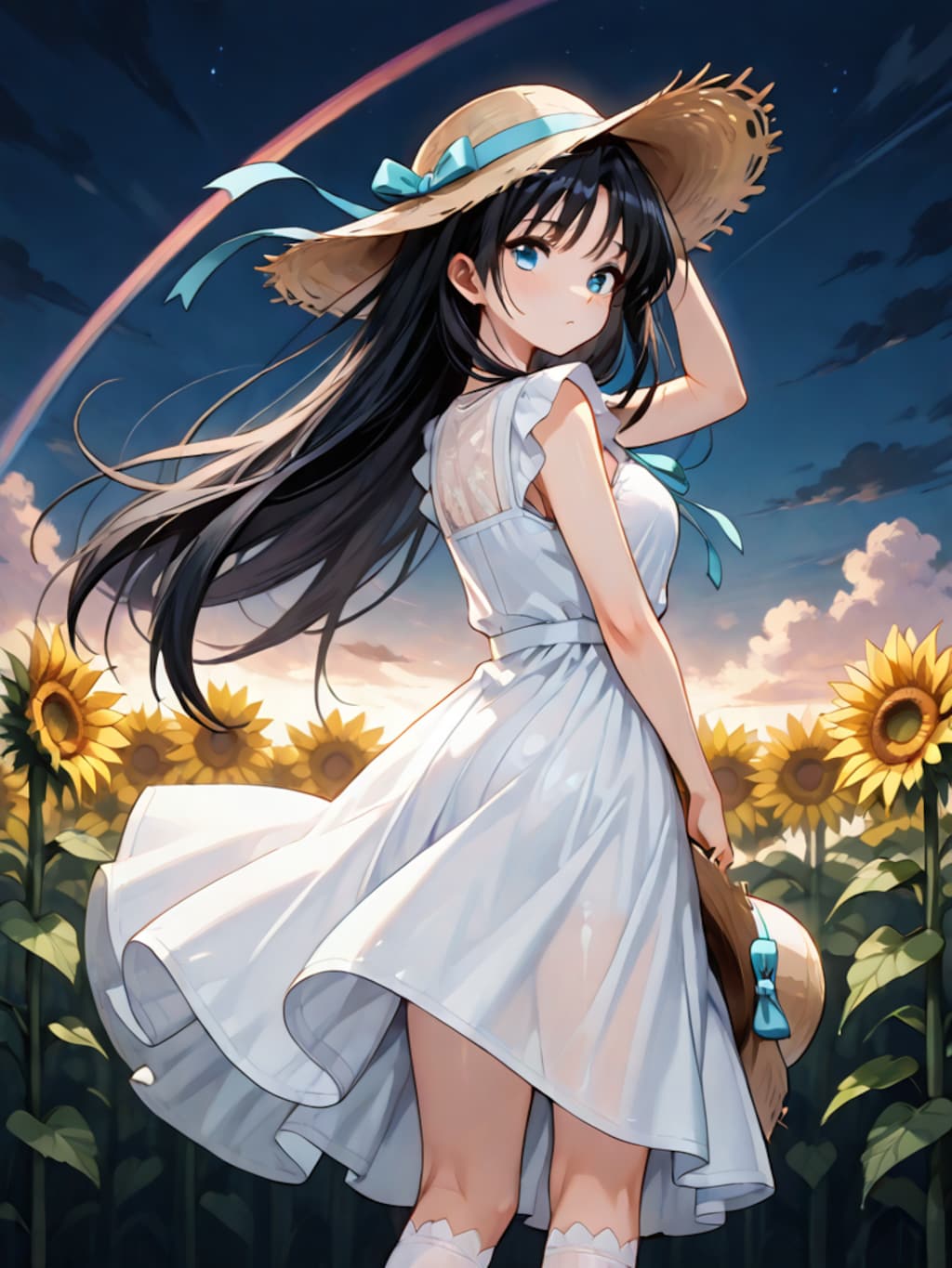 夜のお散歩@ひまわり畑