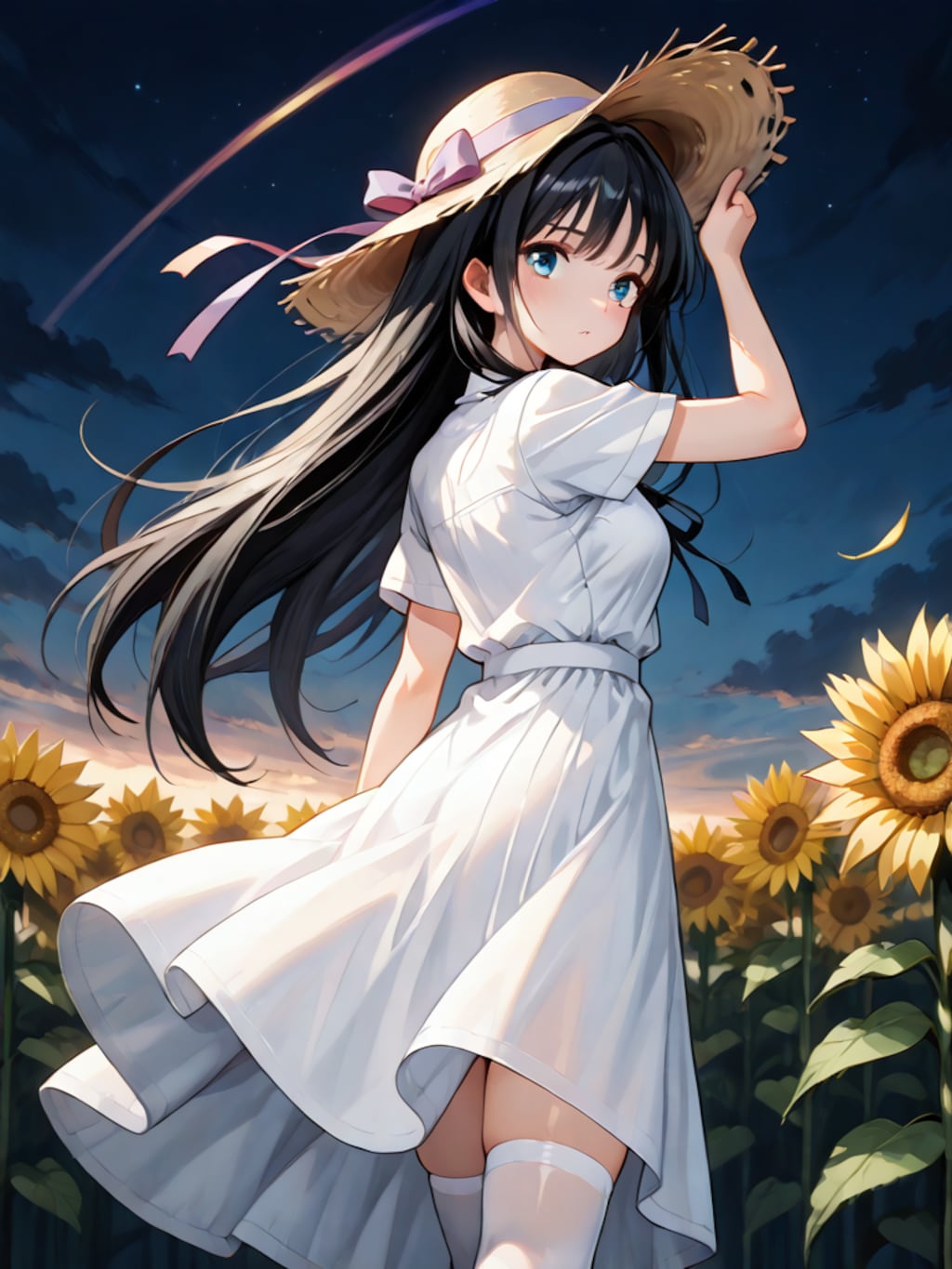 夜のお散歩@ひまわり畑