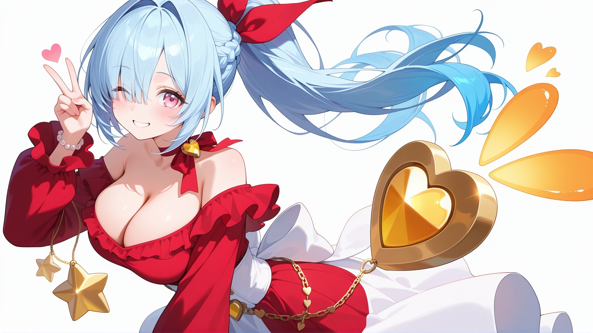 ハートカジュアルガーリーコーデ