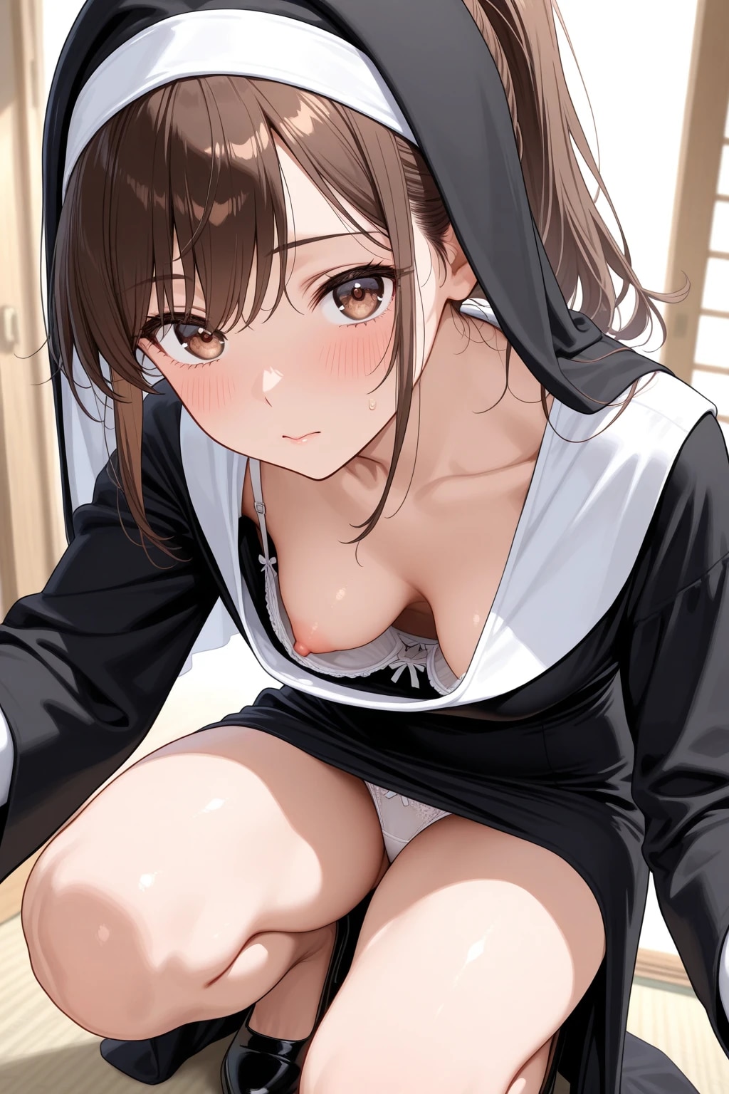 12枚:パンチラ胸チラ同時のシスター