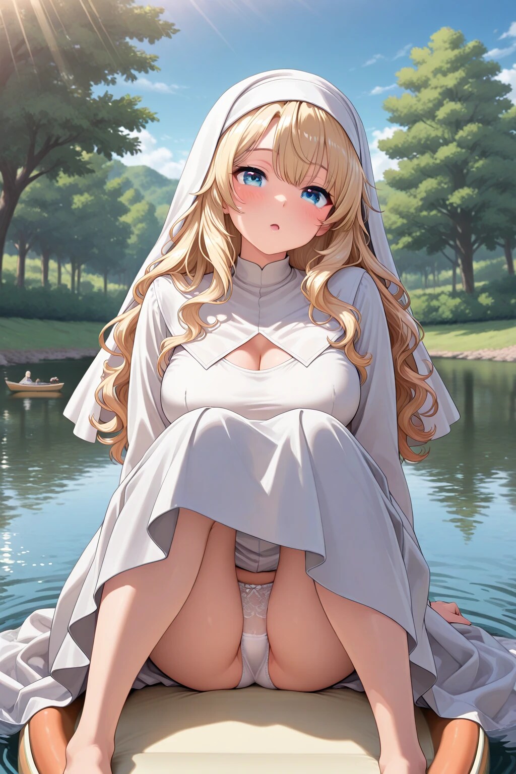 36枚:プロンプト実験作　いろんな色のシスター服でパンチラ