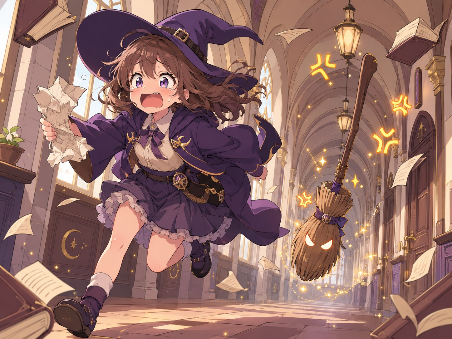 魔法学校の廊下パニック