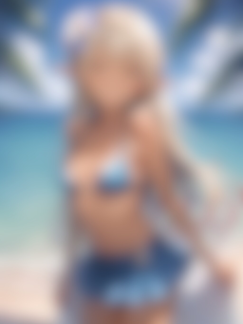 金髪巨乳ダークエルフちゃんと海で💕（５枚）