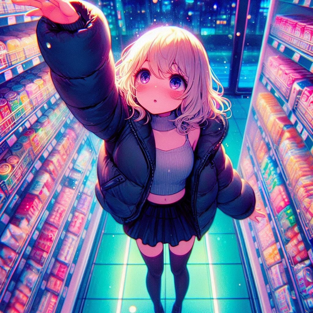 コンビニの中で