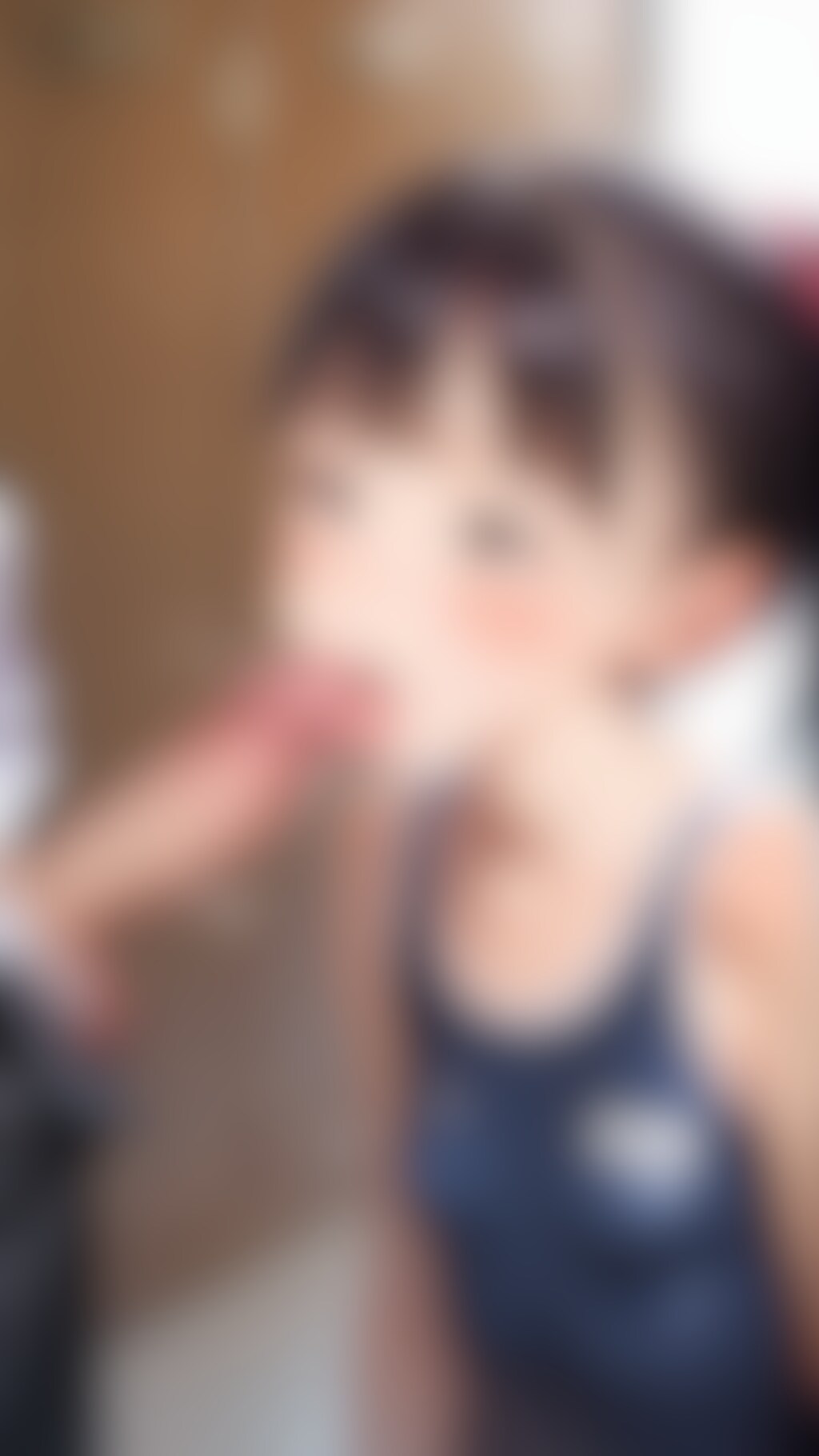 スク水〇リJ〇ちゃんたちにロッカールームでフェラ顔射（6枚）