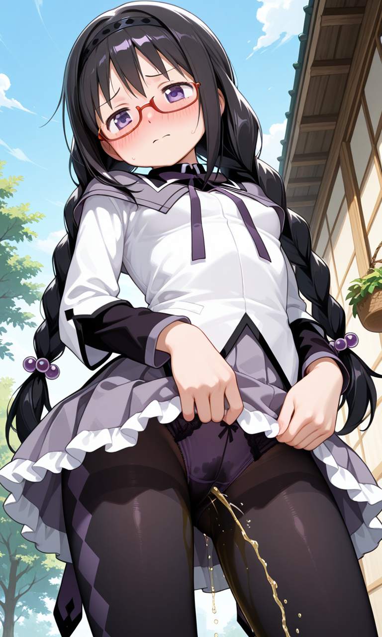 蔵出しおしっこお漏らしチャレンジ【暁美ほ〇ら】眼鏡三つ網初期ver.（魔法少女）