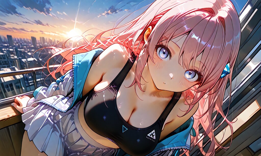 夕日の見える町で