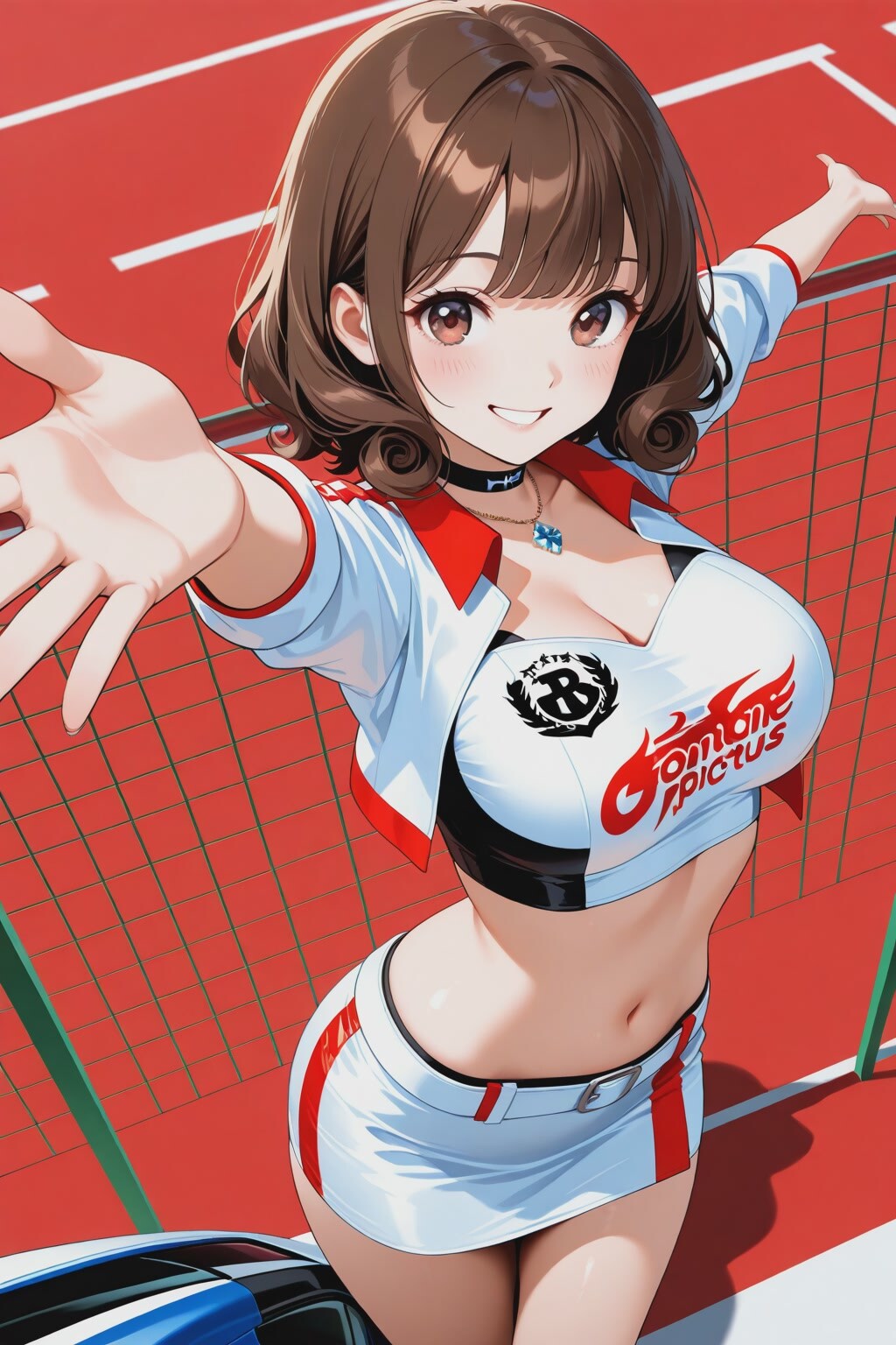 【10枚】レースクイーン（赤と白のコスチューム）の女性20251015