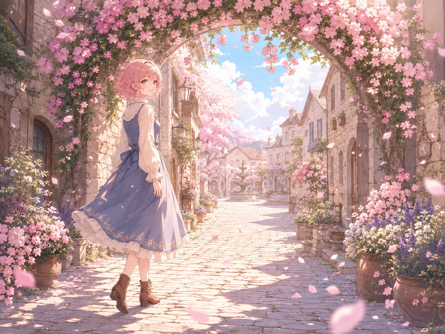 花のアーチをくぐる春散歩