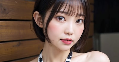 牛柄ワンピース水着でポロリ 拡大版