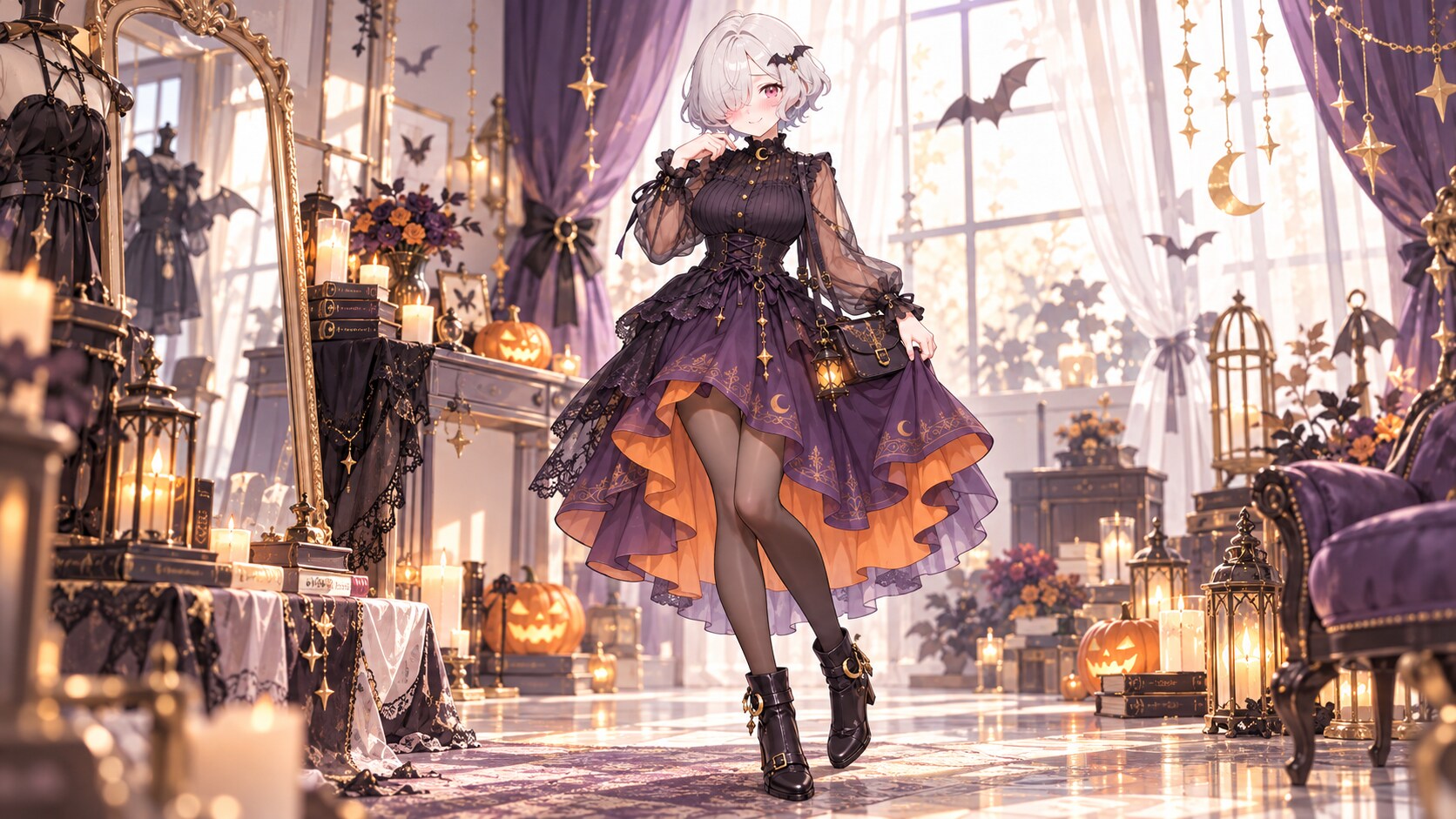 宵灯のハロウィンメイジコーデ