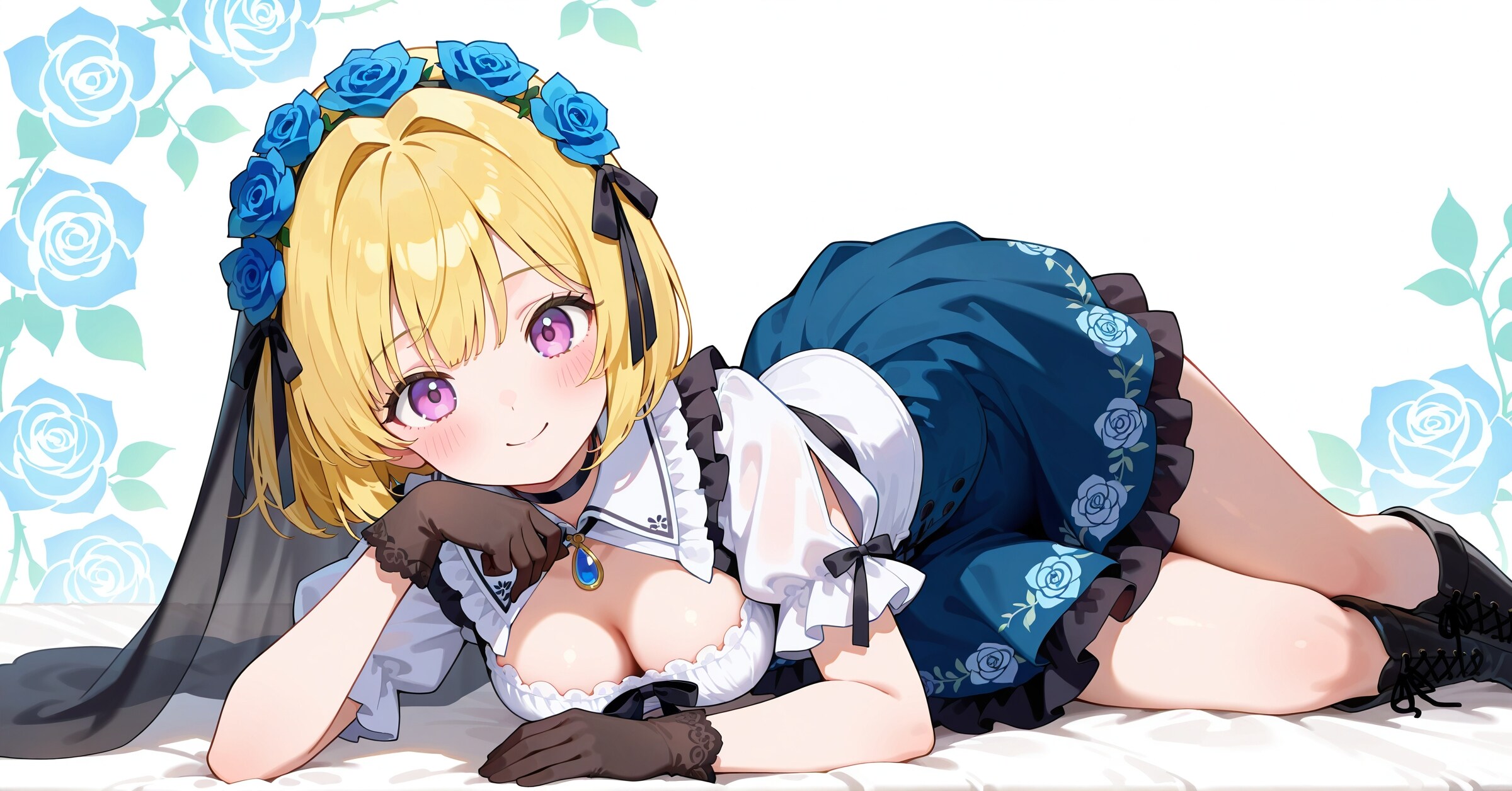 青バラのヒロインコーデ