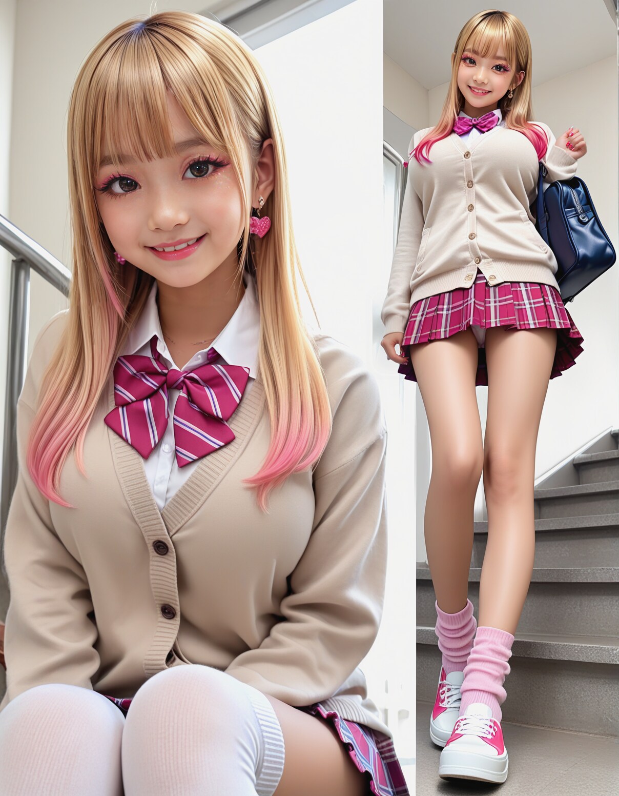 260221P【7枚】階段とミニスカ制服の夏姫