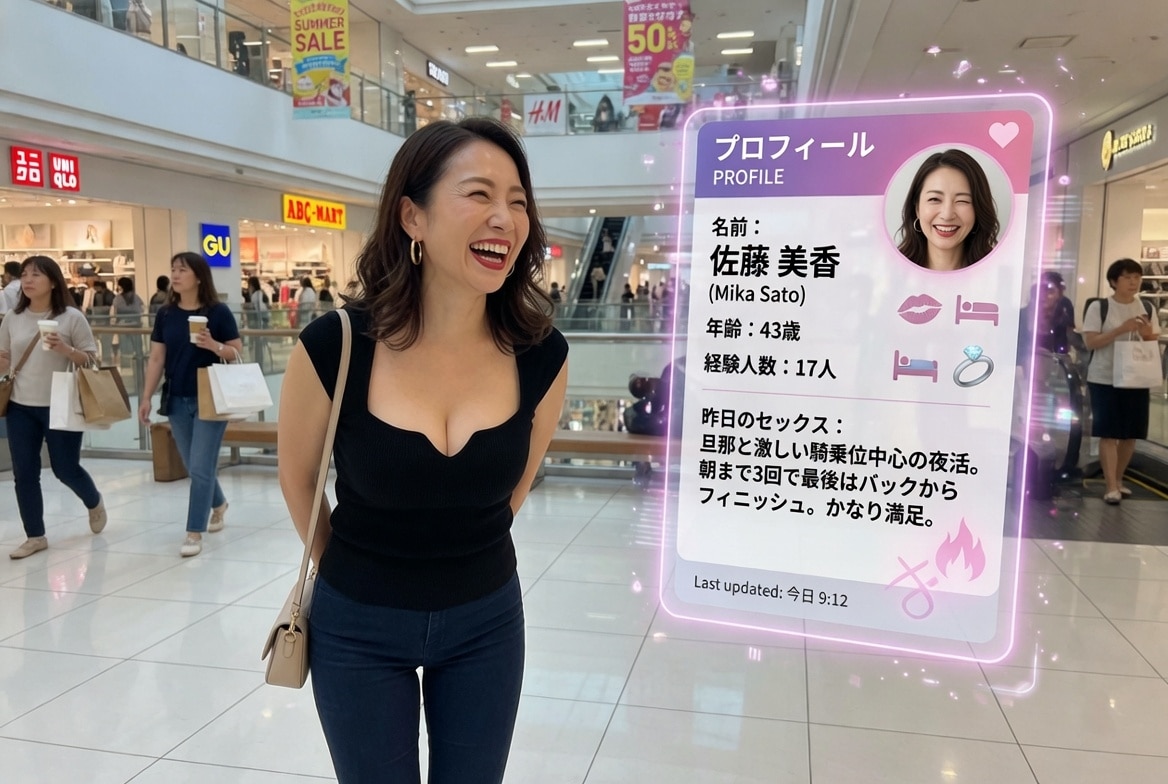 プロンプト　買い物途中の奥さん