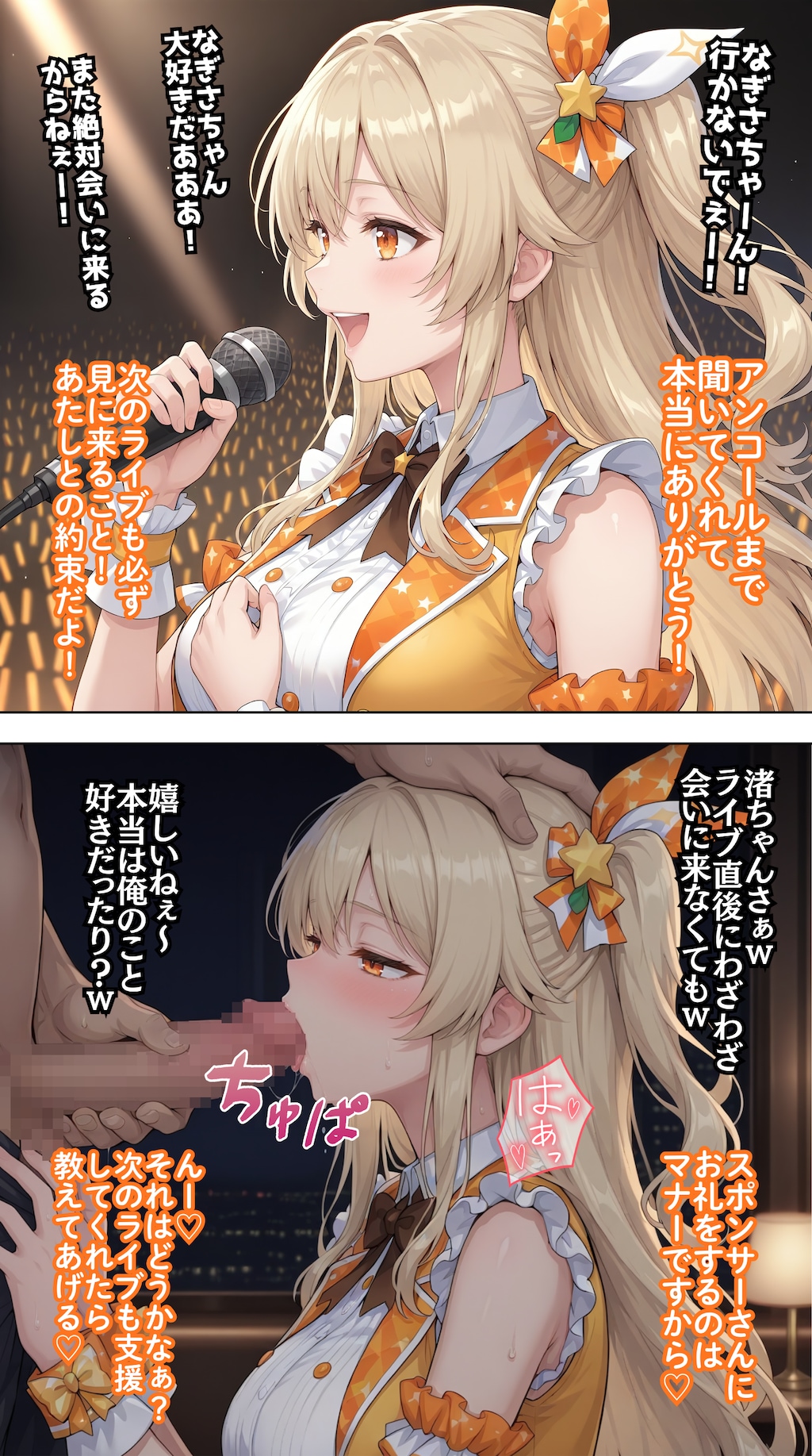 ライブ終わり、マイクからチンポに握り変えるアイドルたち