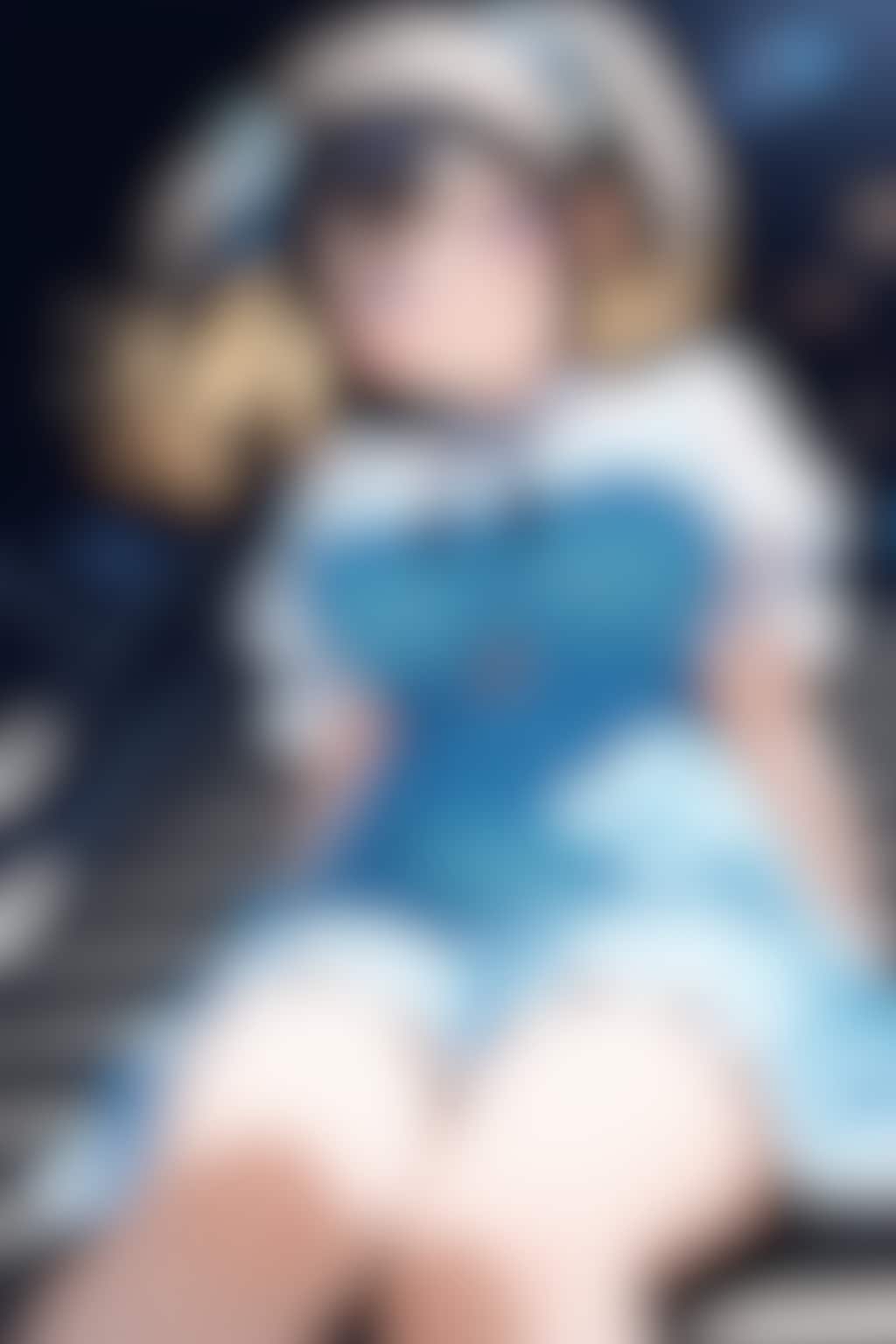 20260213【5枚】青いフリルドレスの女性 (ツインテール)