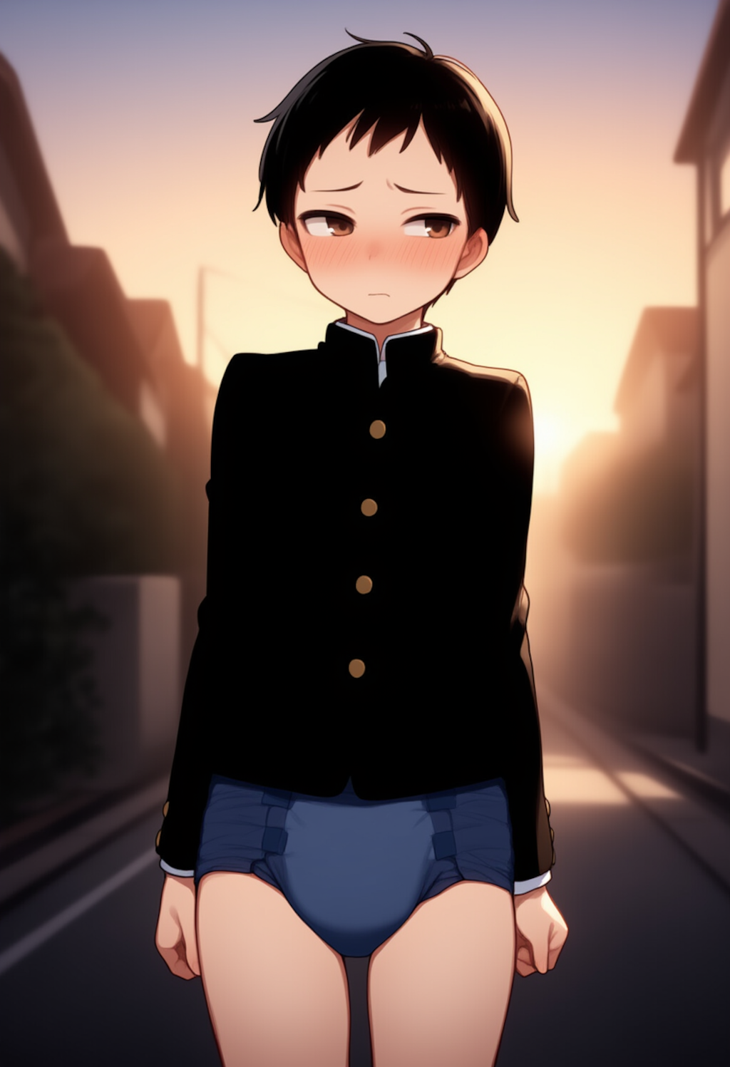 学ラン男子中学生が一日中オムツ生活