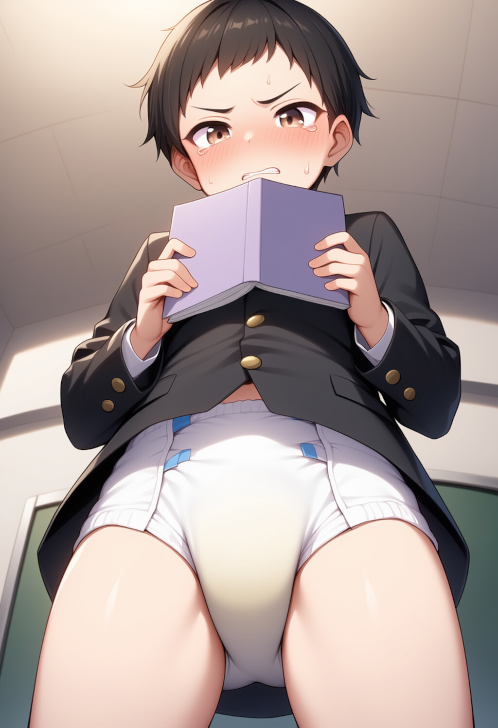 学ラン男子中学生が一日中オムツ生活