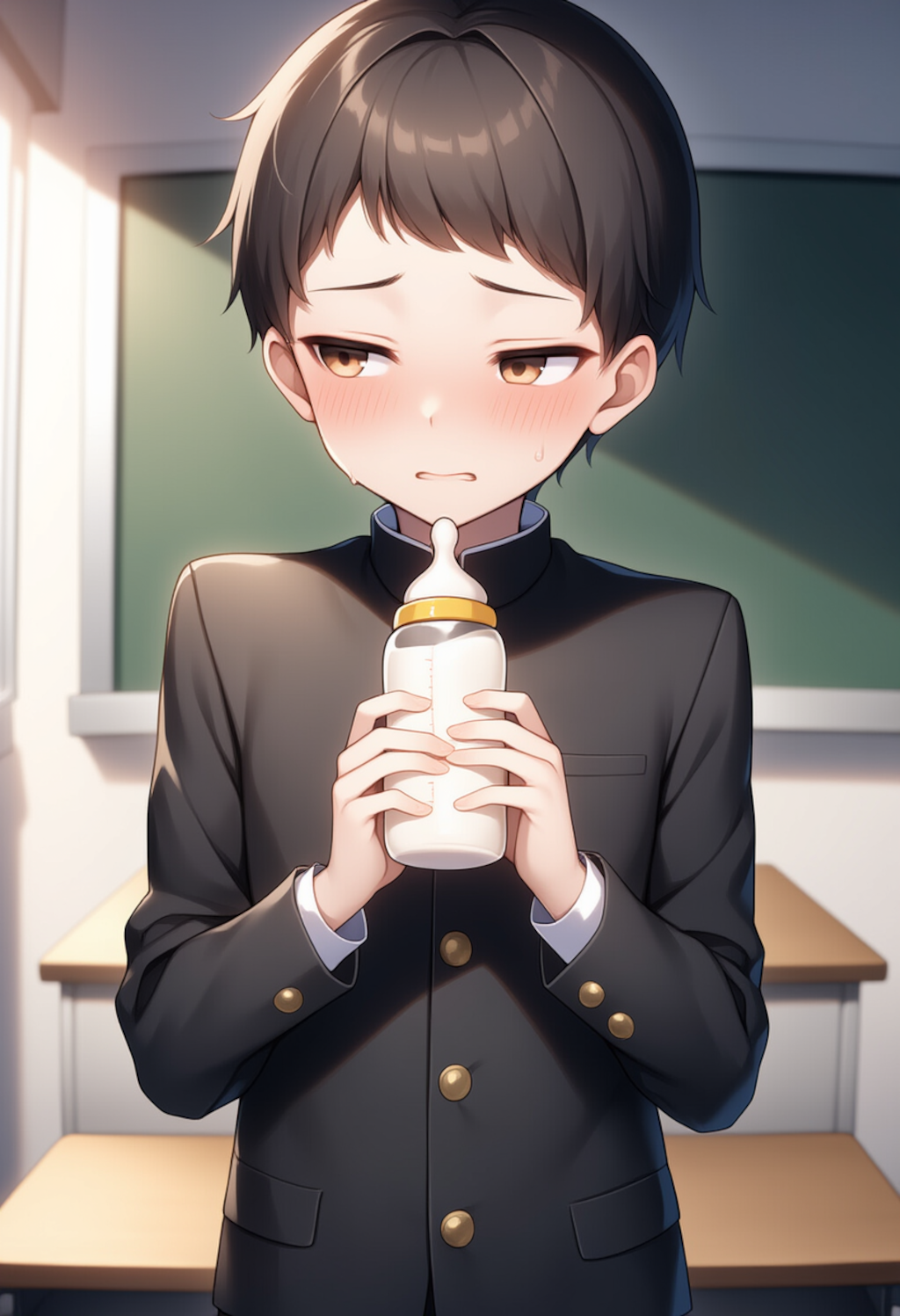 学ラン男子中学生が一日中オムツ生活